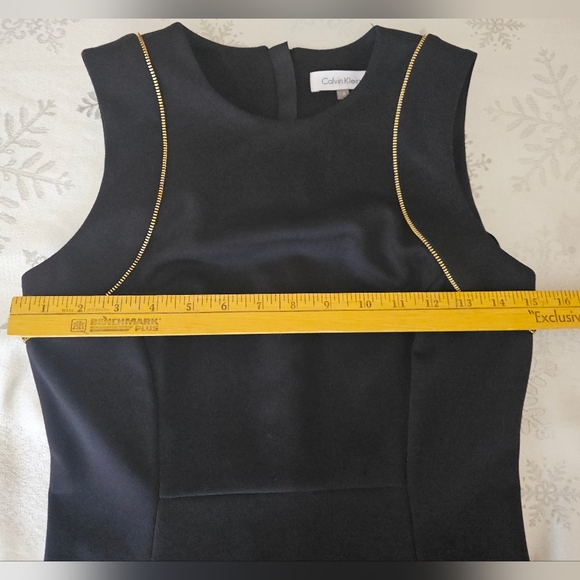 Calvin Klein Black Midi Dress with Gold Accent Zippers Special Occasion SZ 2 - Picture 6 of 11